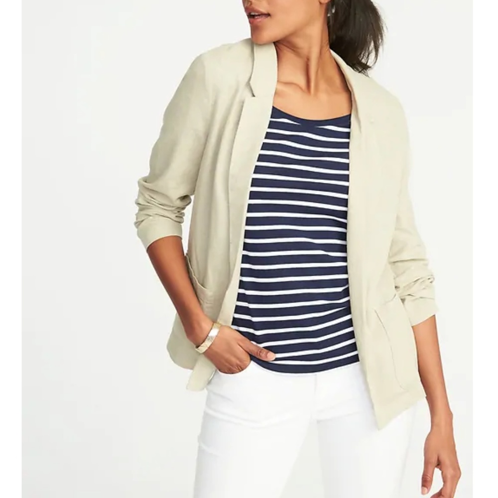 {Old Navy} Linen-Blend Blazer Light Khaki Sz S